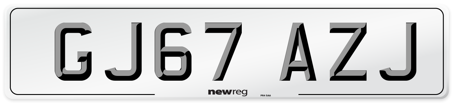 GJ67 AZJ Number Plate from New Reg